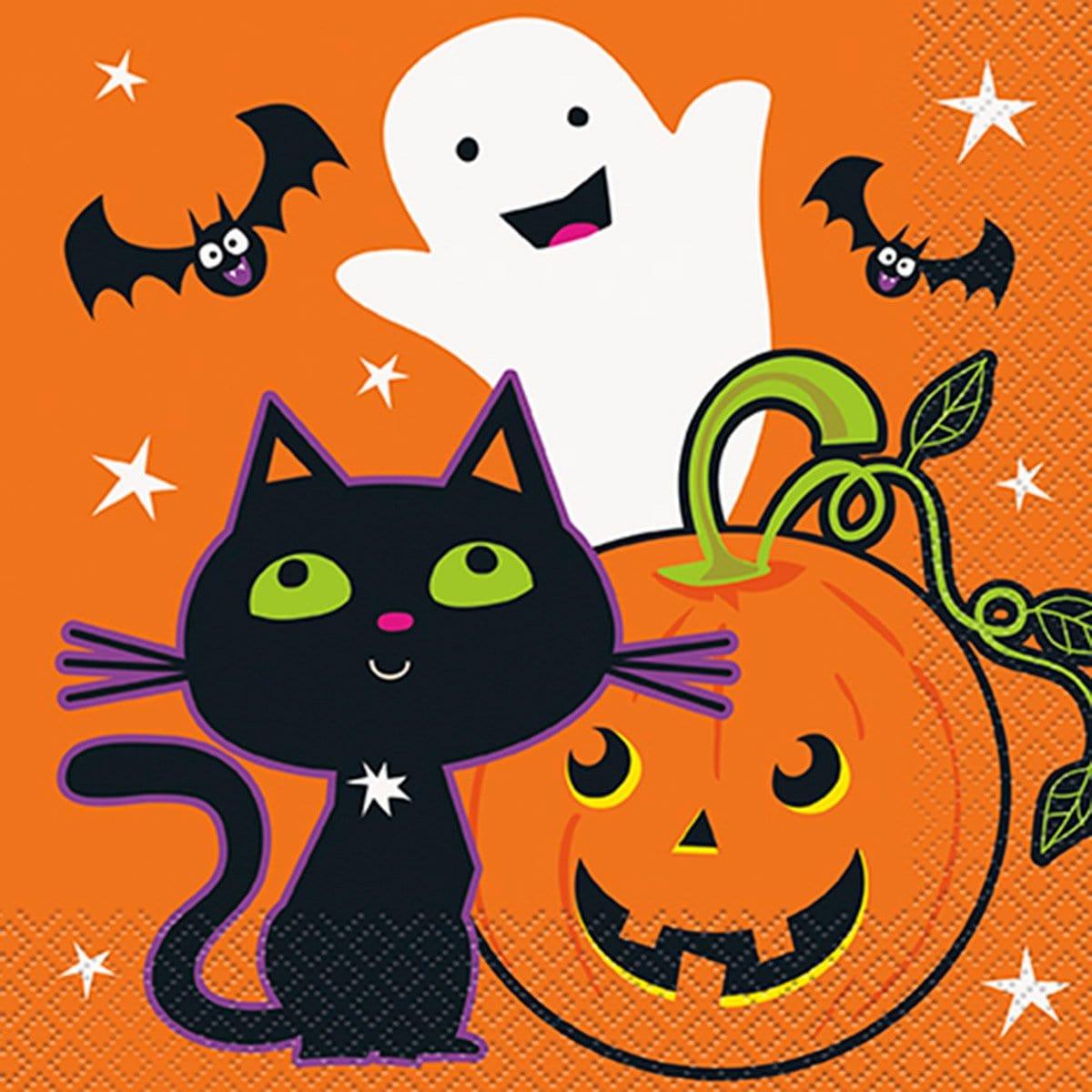 Buy Halloween Cat & Pumpkin Lunch Napkins, 16 per Package sold at Party Expert