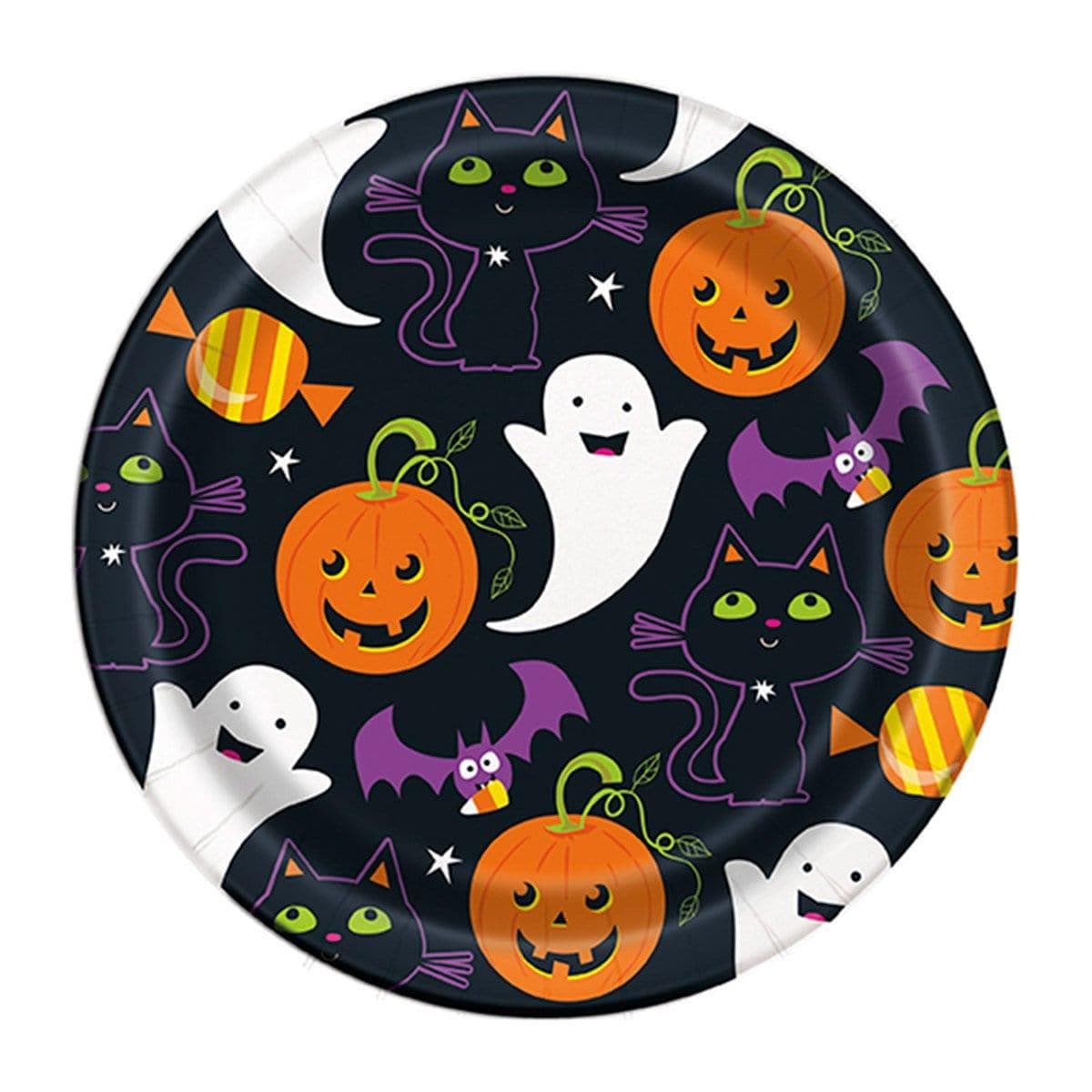 Buy Halloween Cat & Pumpkin Paper Plates 7 Inches, 8 per Package sold at Party Expert