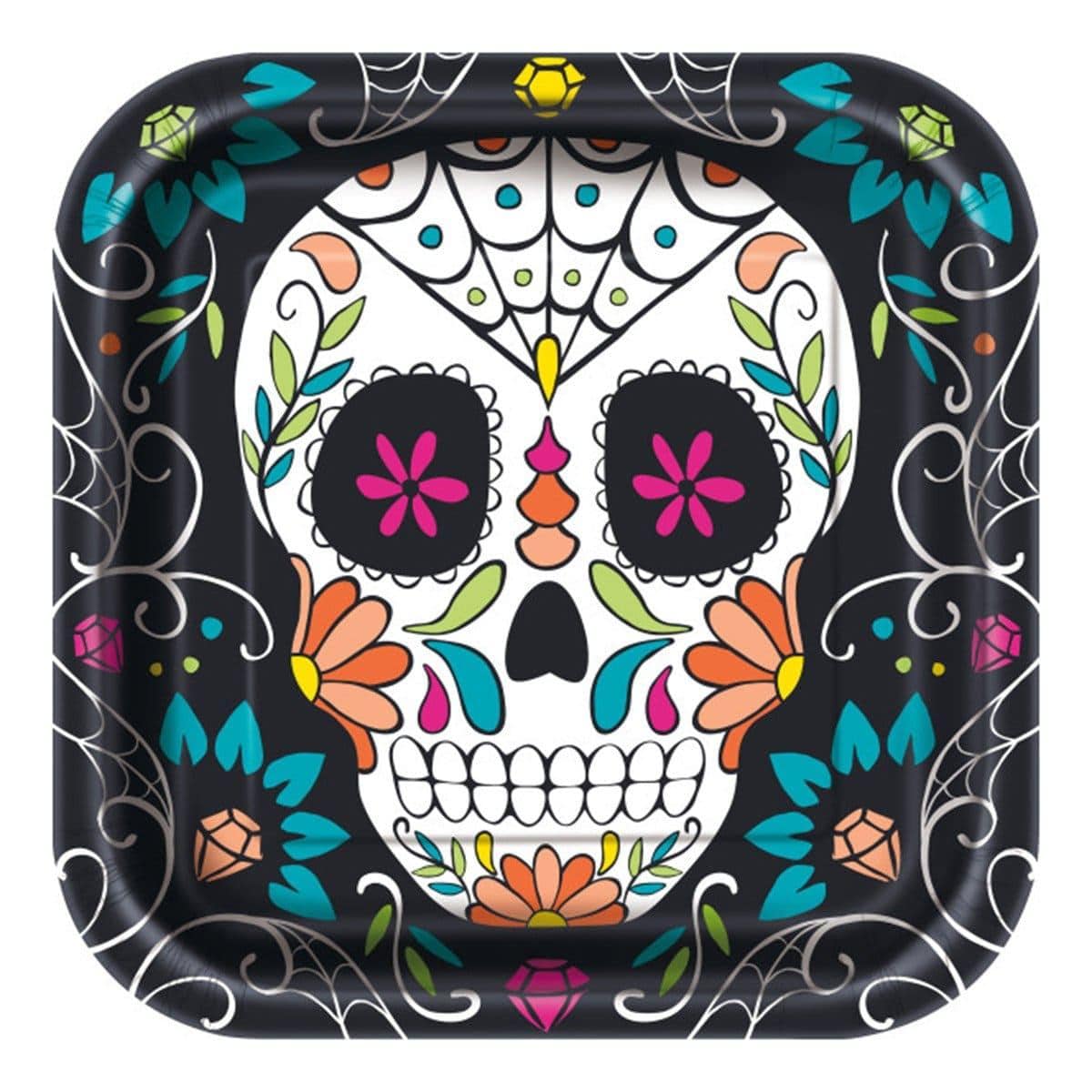 Day of the Dead Sugar Skulls Paper Plates 9 Inches – Party Expert