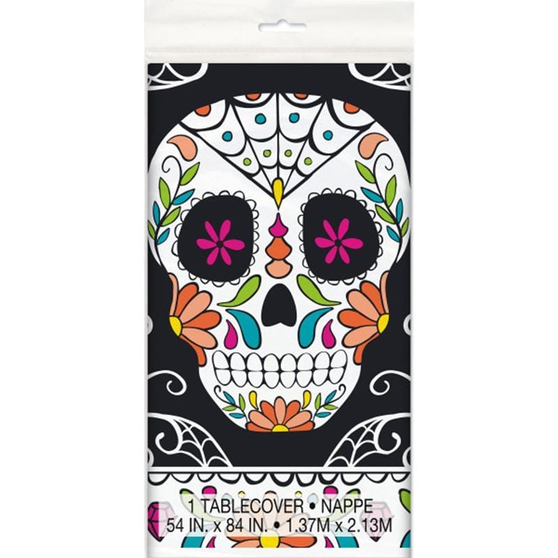 Buy Halloween Day of the Dead Sugar Skulls tablecover sold at Party Expert