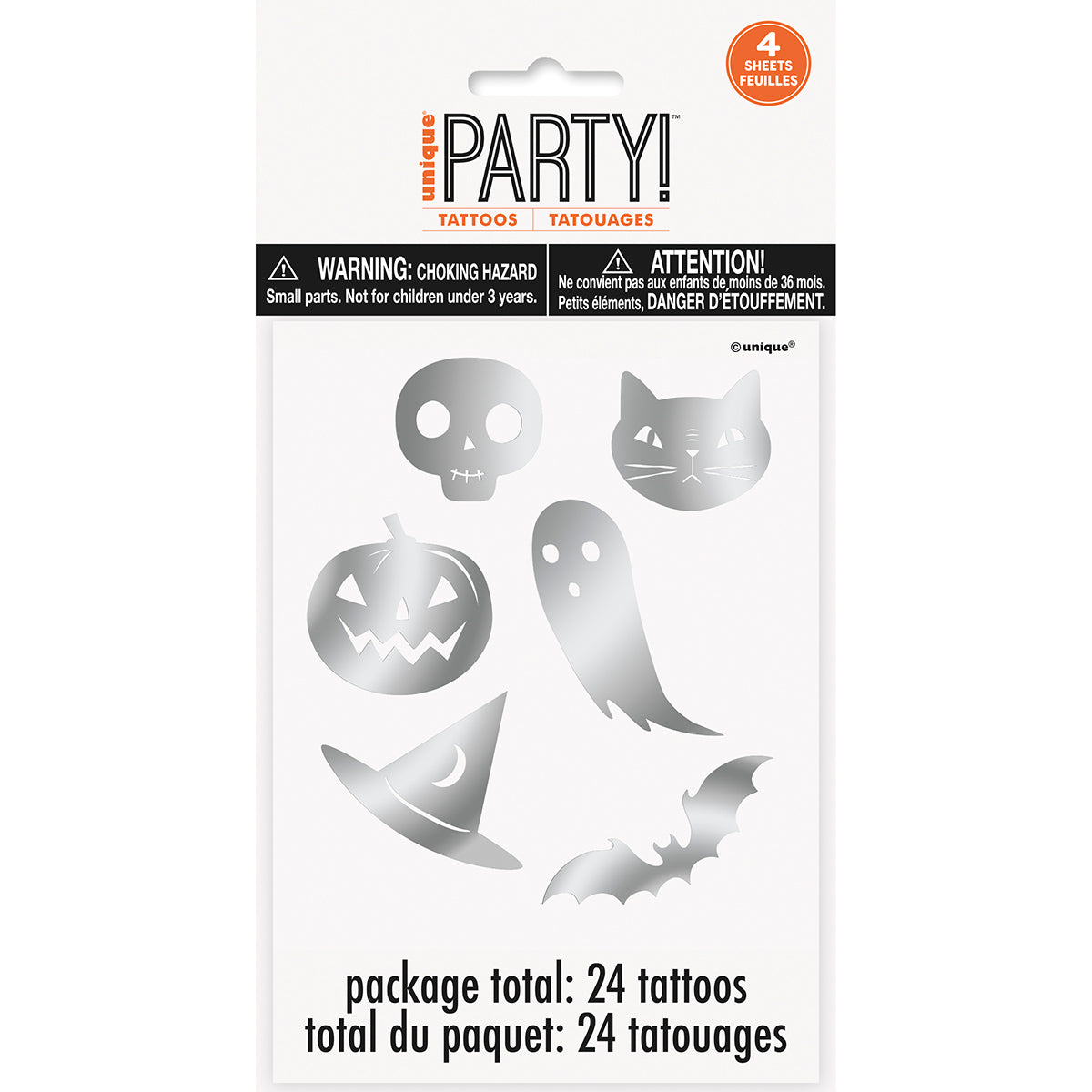 UNIQUE PARTY FAVORS Halloween Halloween Foil Tattoos, 24 Count 011179237579