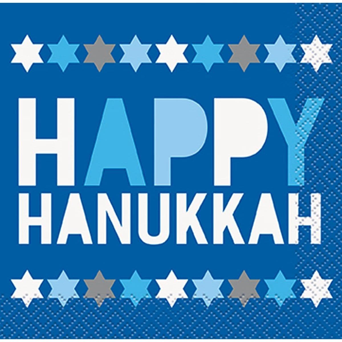 Buy Hanukkah Starry Hanukkah beverage napkins, 16 per package sold at Party Expert