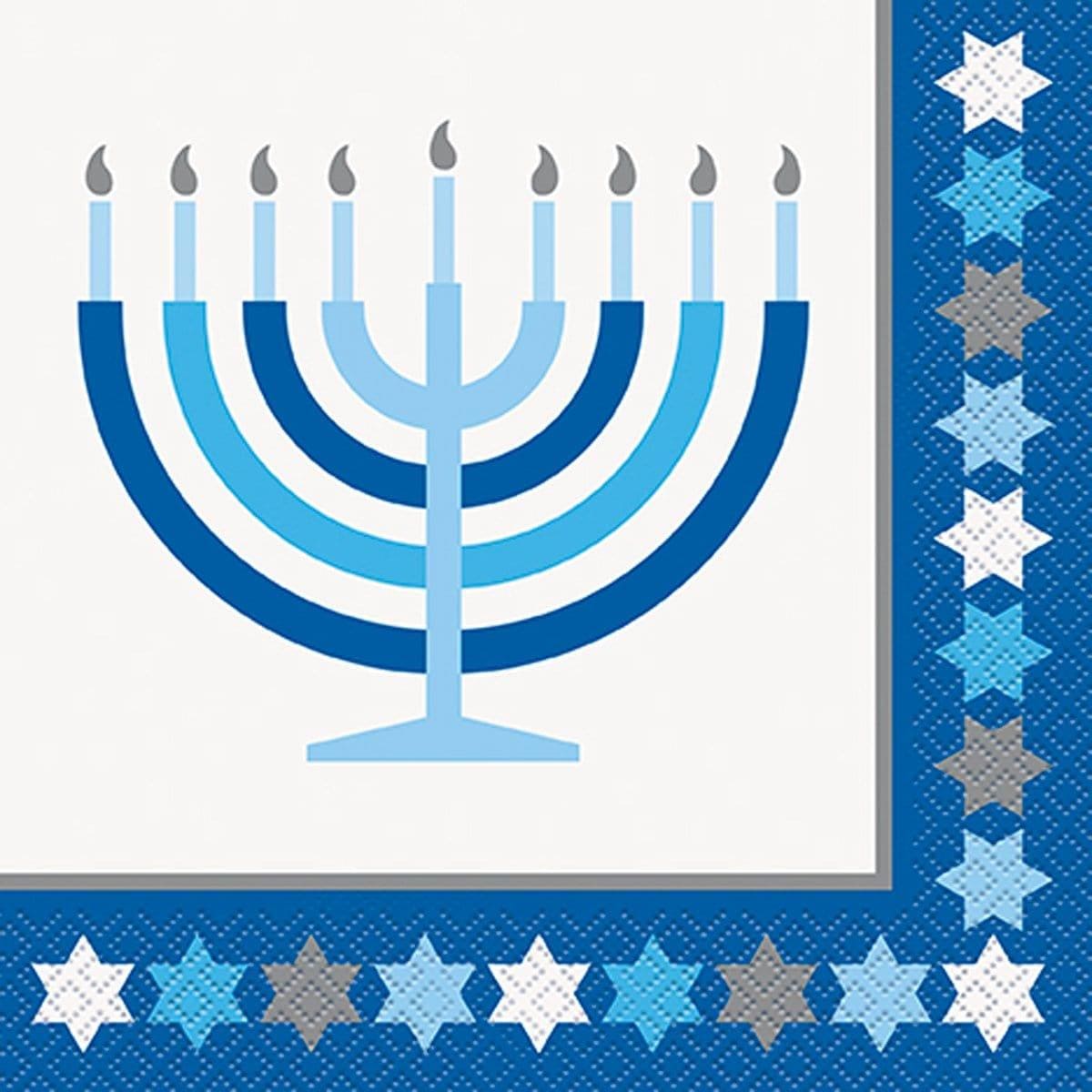 Buy Hanukkah Starry Hanukkah lunch napkins, 16 per package sold at Party Expert