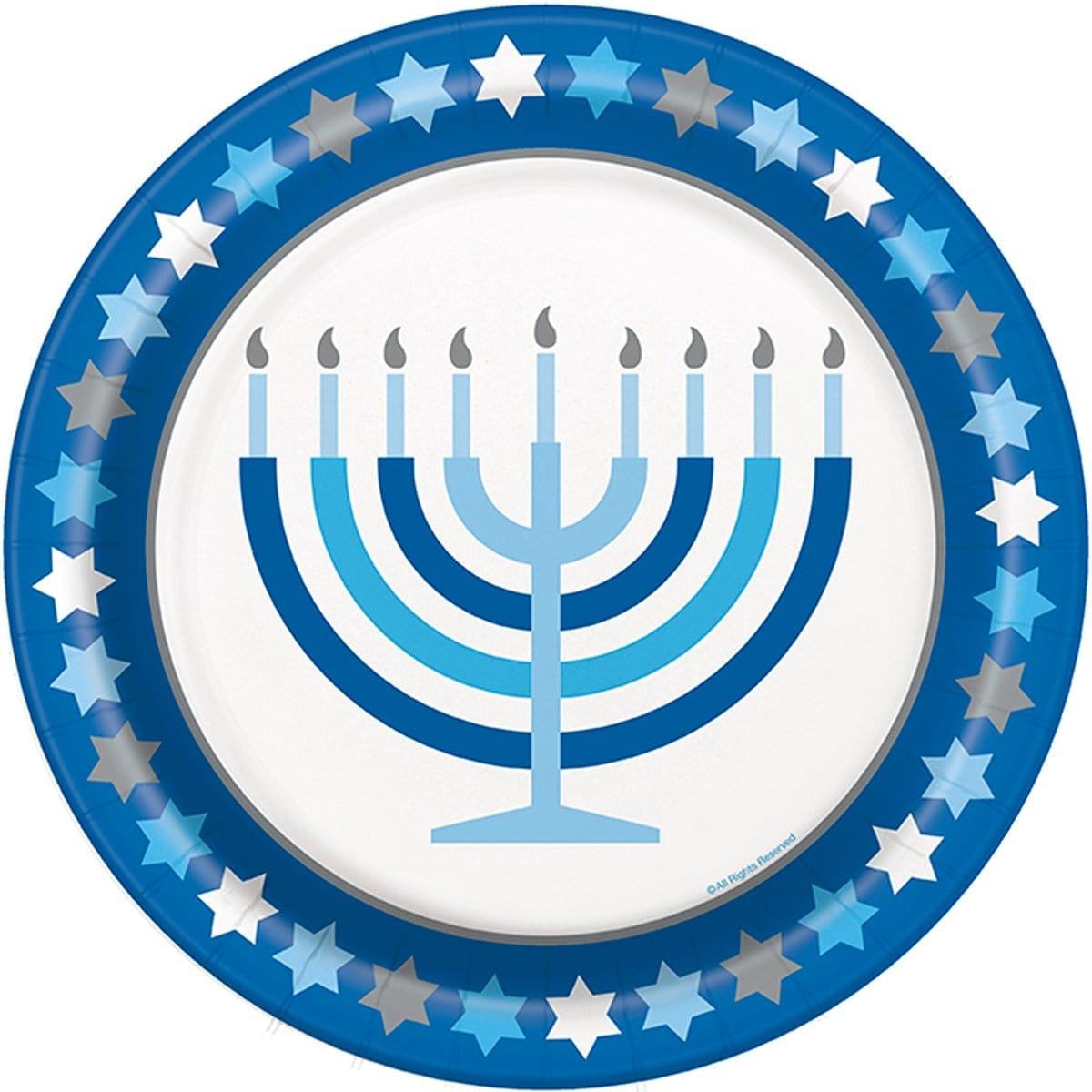 Buy Hanukkah Starry Hanukkah paper plates 9 inches, 8 per package sold at Party Expert