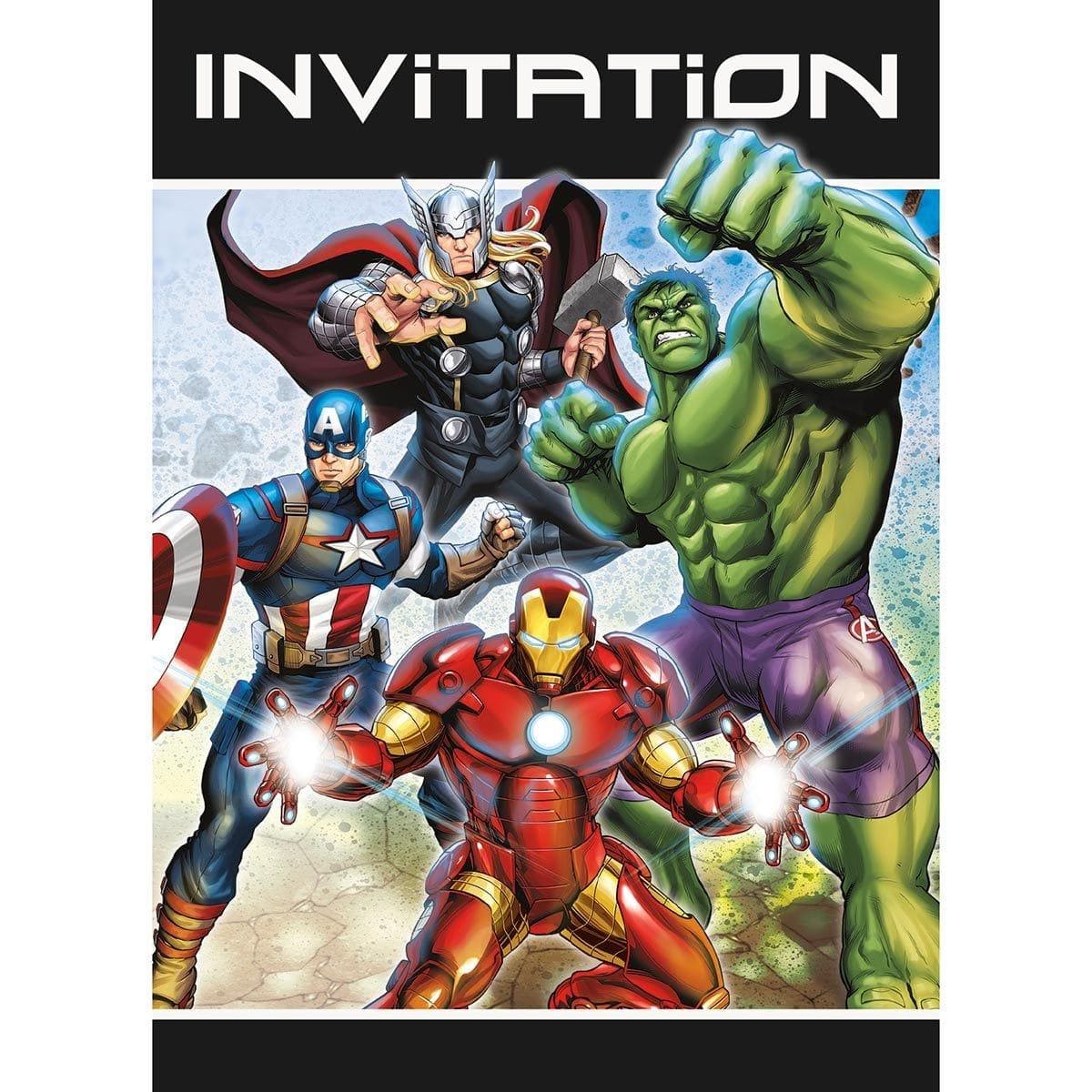 Buy Kids Birthday Avengers Assemble invitations, 8 per package sold at Party Expert