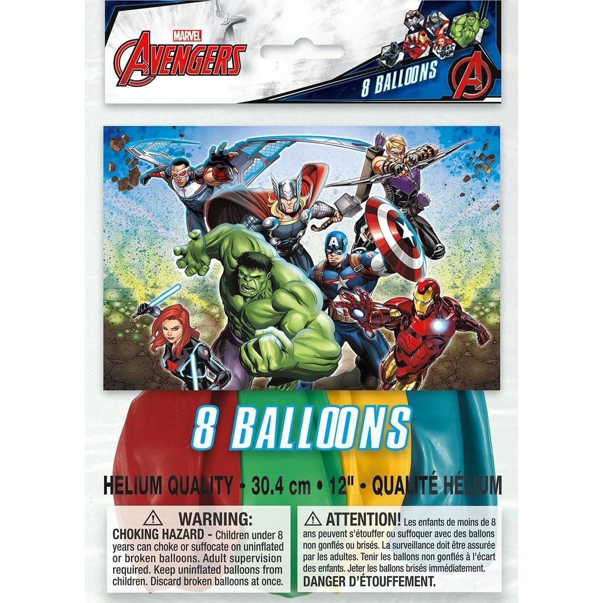 Buy Kids Birthday Avengers Assemble latex balloons 12 inches, 8 per package sold at Party Expert