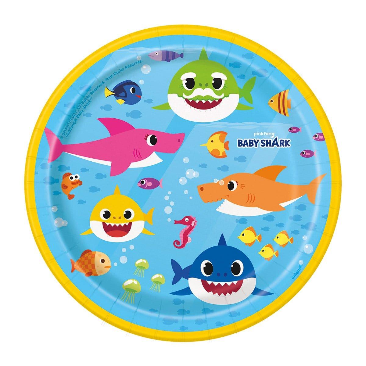 Buy Kids Birthday Baby Shark Dessert plates 7 inches, 8 per package sold at Party Expert