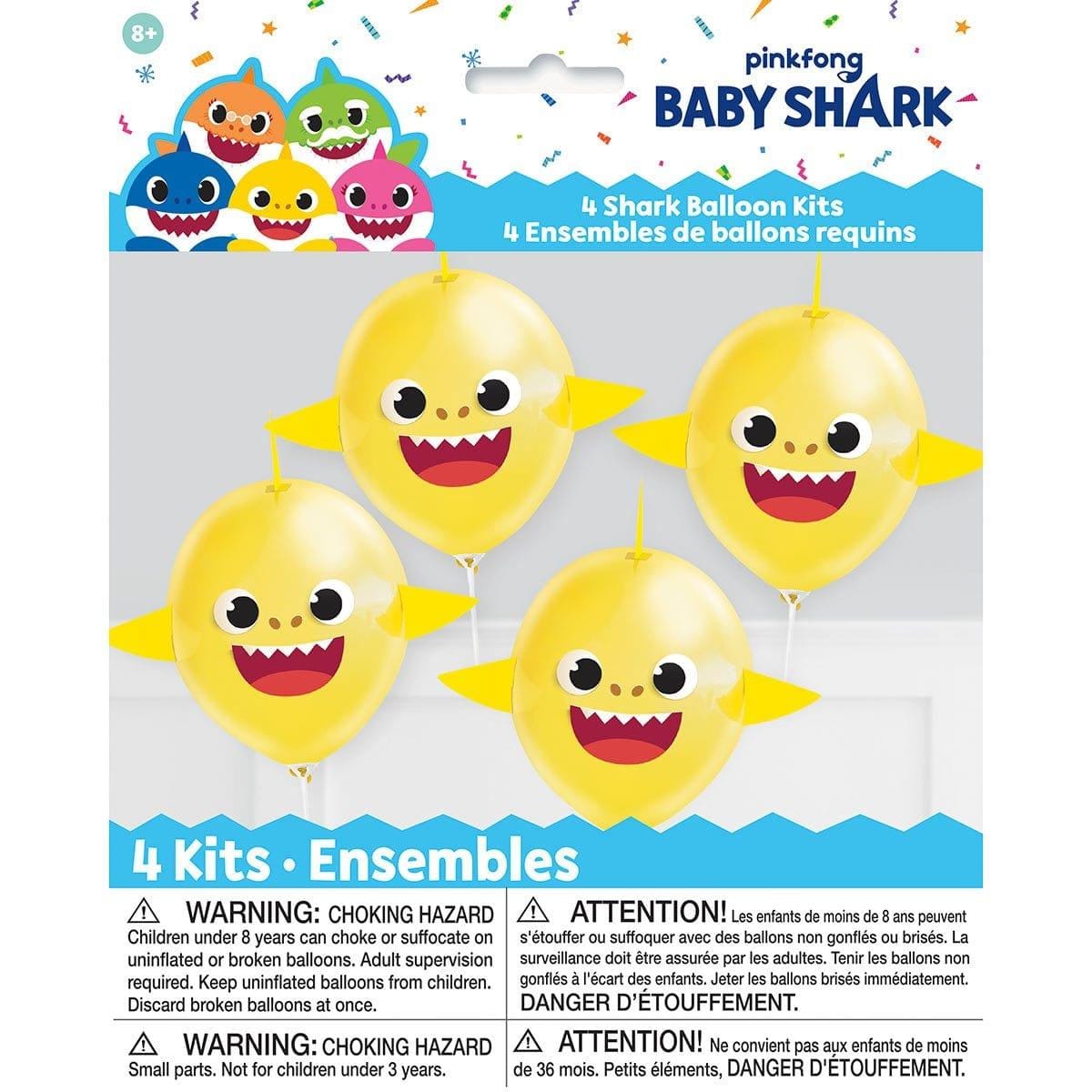 Buy Kids Birthday Baby Shark latex balloons 12 inches, 4 per package sold at Party Expert