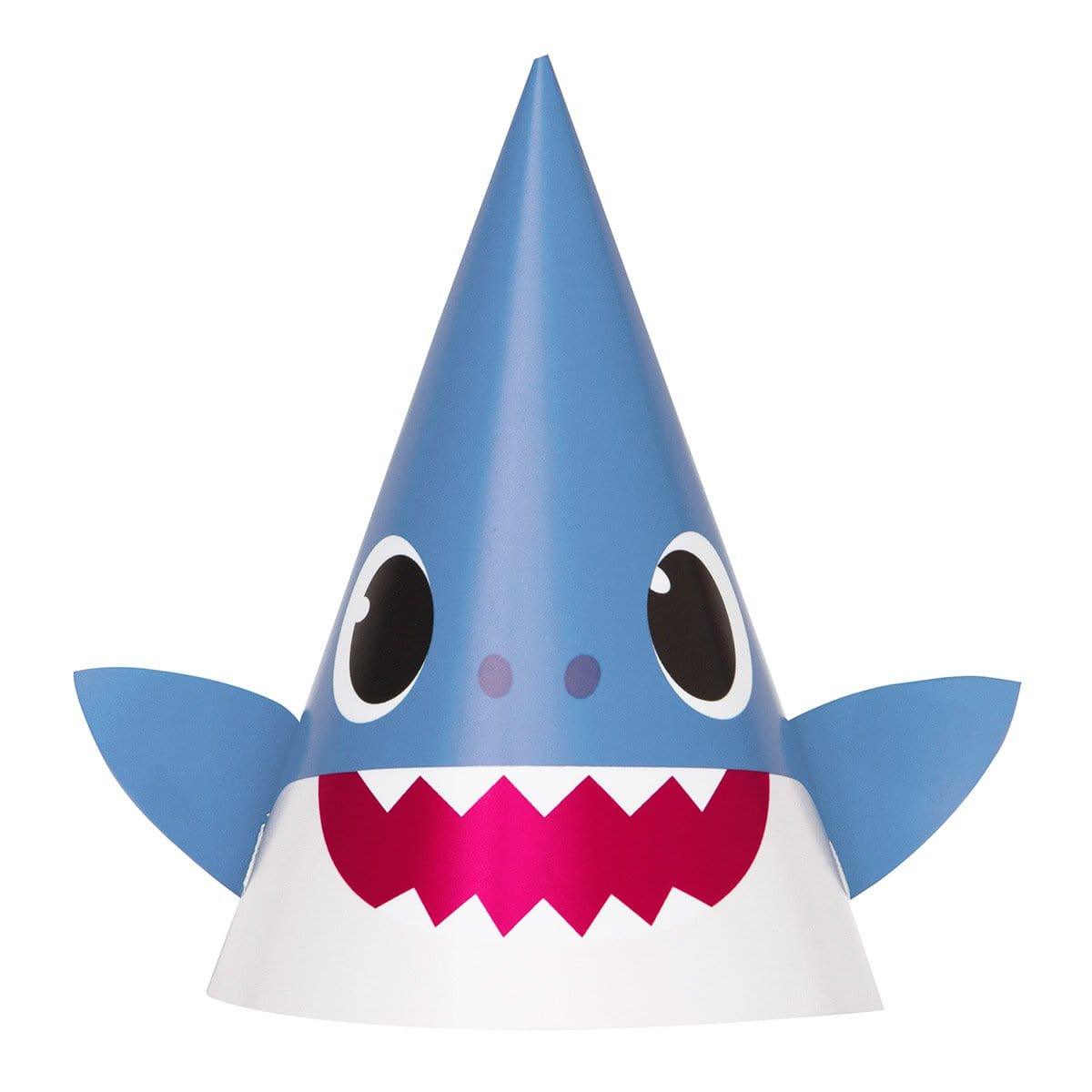 Buy Kids Birthday Baby Shark party hats, 8 per package sold at Party Expert