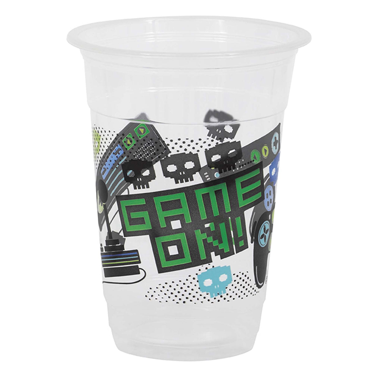 UNIQUE PARTY FAVORS Kids Birthday Gamer Birthday Clear Favour Cups, 16 Oz, 8 Count