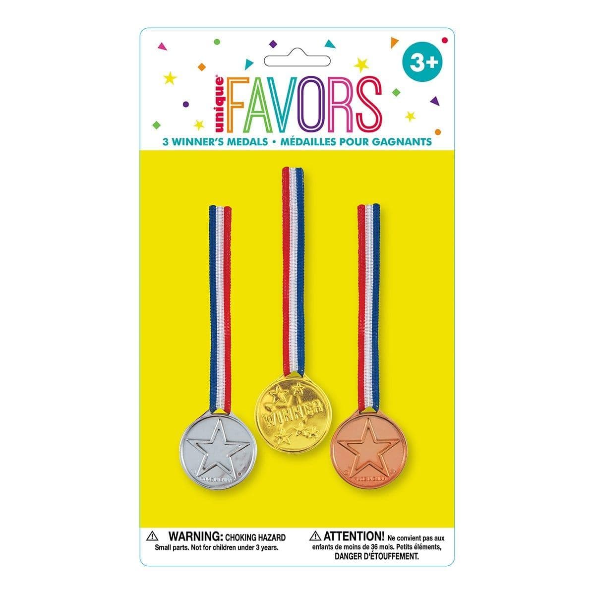 Buy Kids Birthday Gold, silver and bronze medals, 3 per package sold at Party Expert