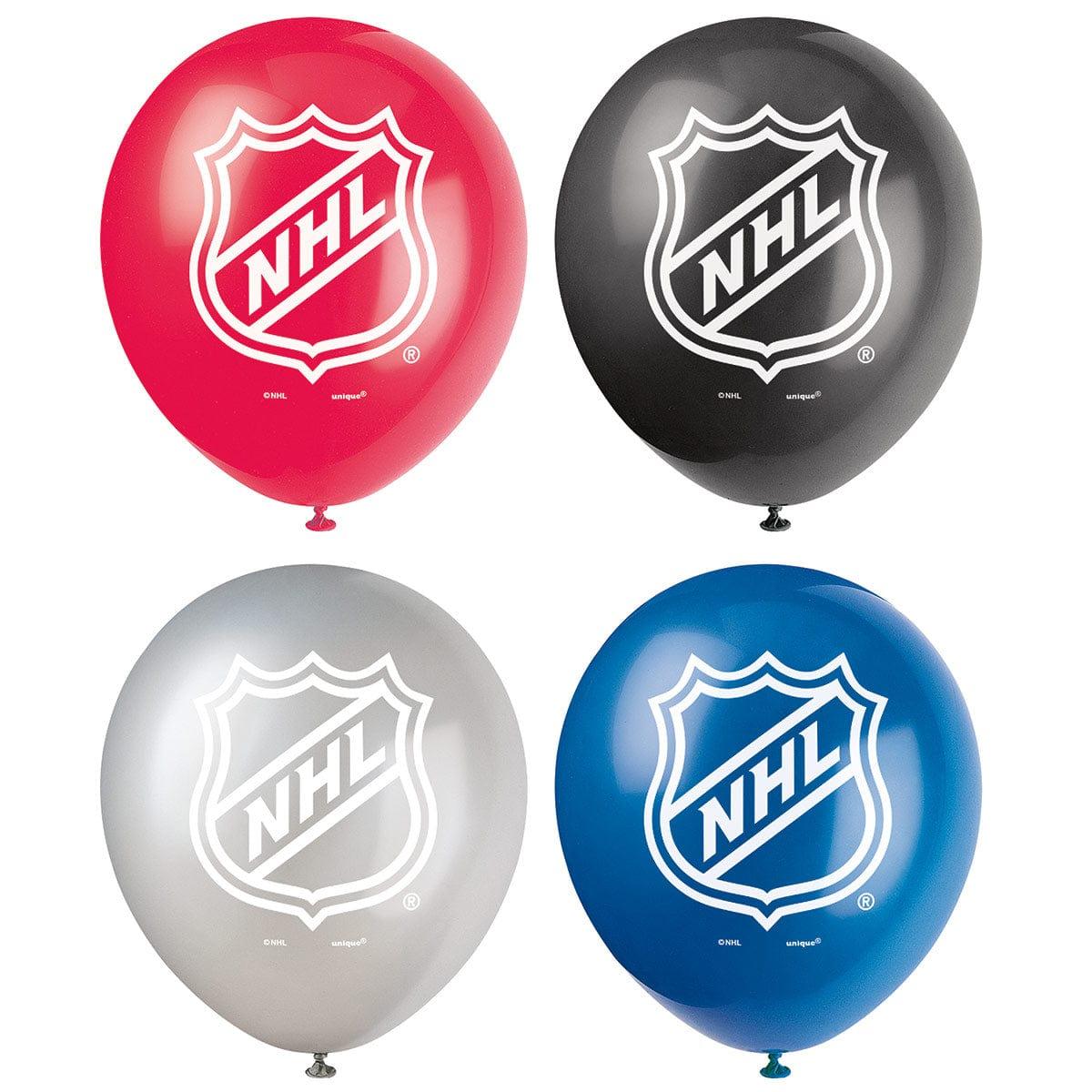UNIQUE PARTY FAVORS Kids Birthday Hockey NHL Latex Balloons, 12 in, 8 Count