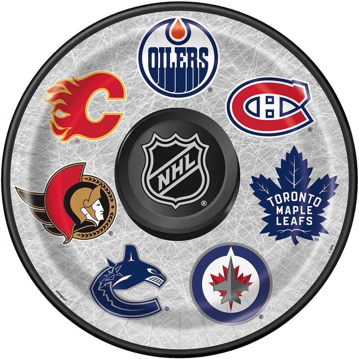 UNIQUE PARTY FAVORS Kids Birthday Hockey NHL Round Lunch Paper Plates, 9 in, 8 Count