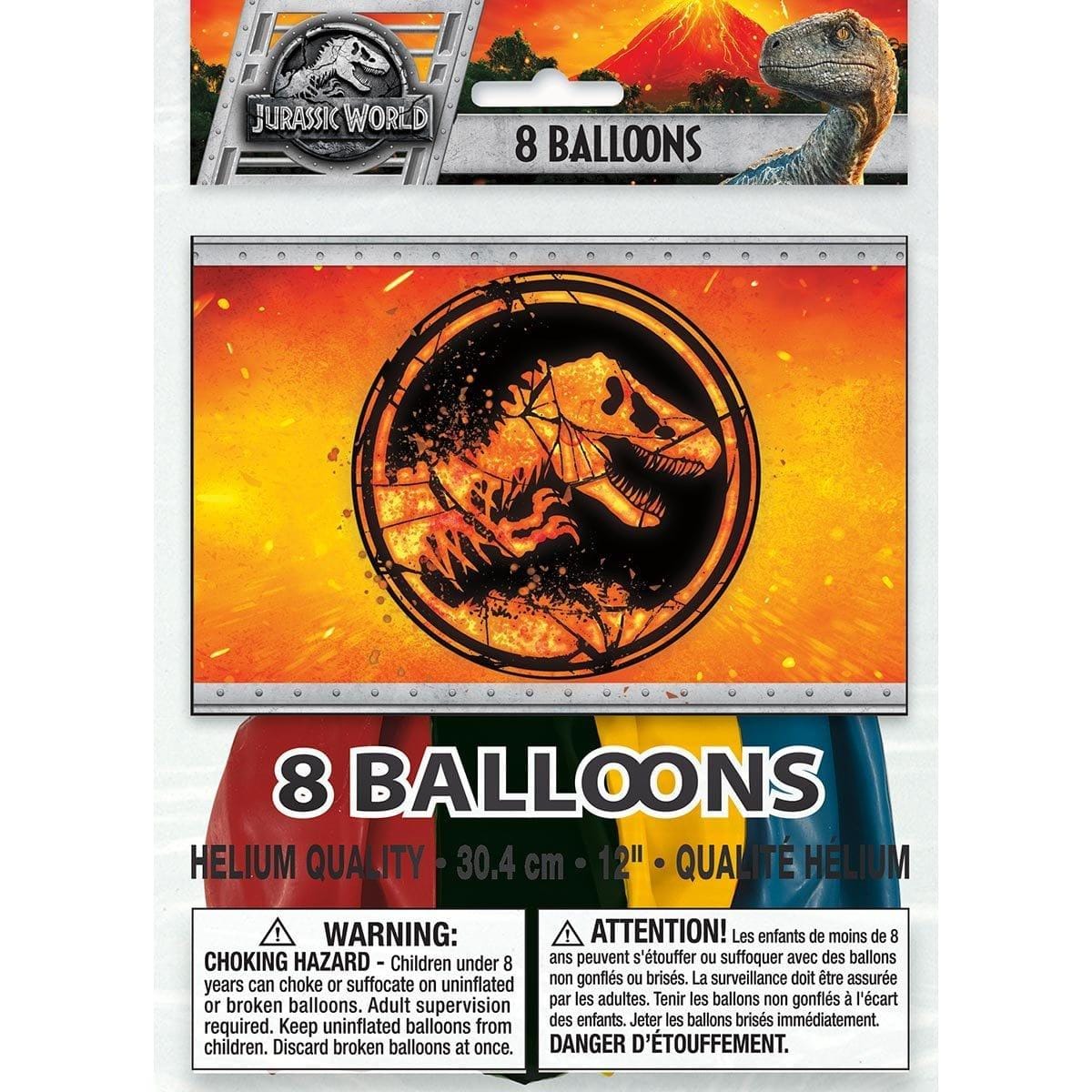 Buy Kids Birthday Jurassic World latex balloons 12 inches, 8 per package sold at Party Expert