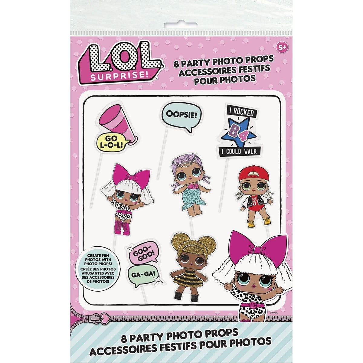 Buy Kids Birthday LOL Surprise photo booth props, 8 per pacakge sold at Party Expert