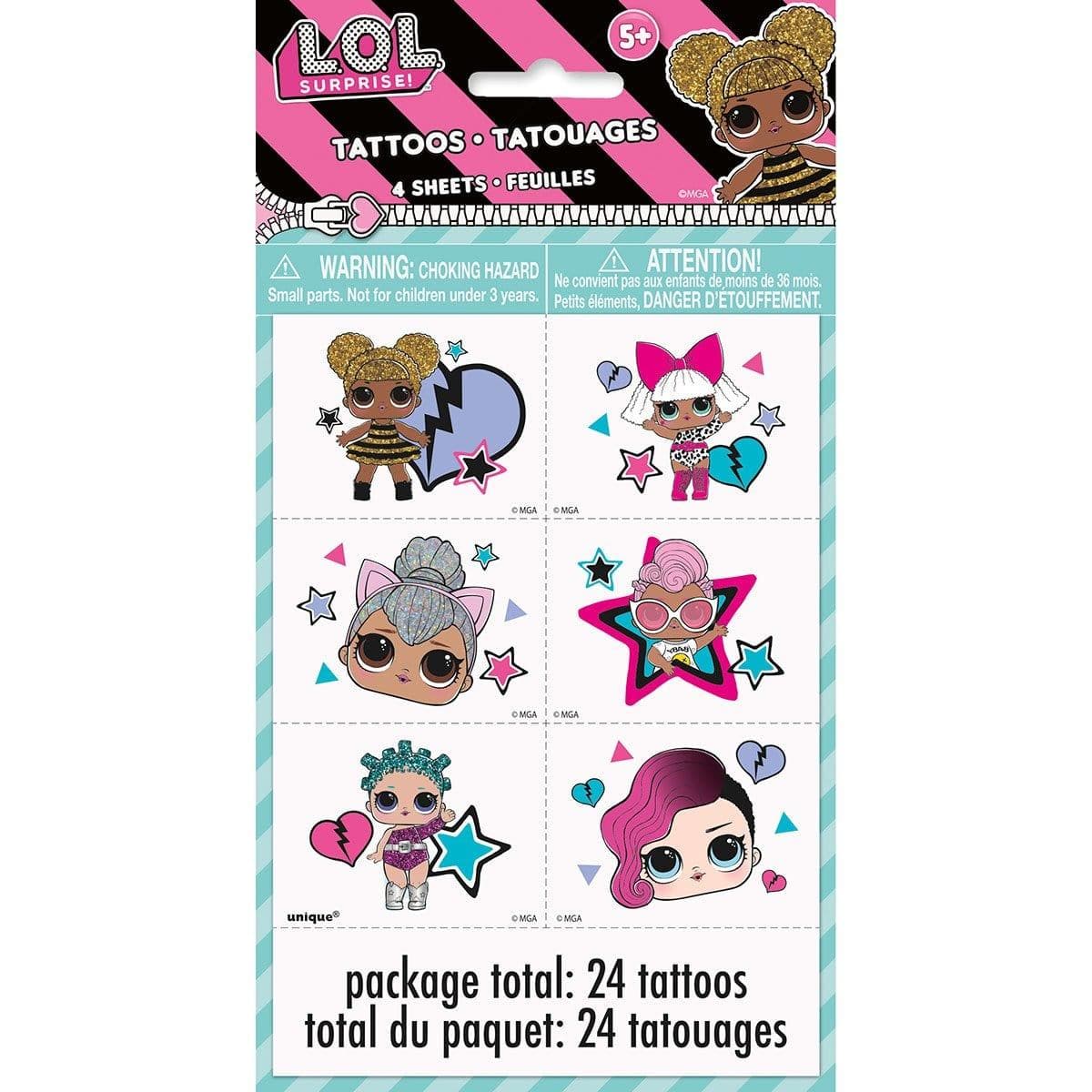 Buy Kids Birthday LOL Surprise Tattoo Sheets, 4 Count sold at Party Expert