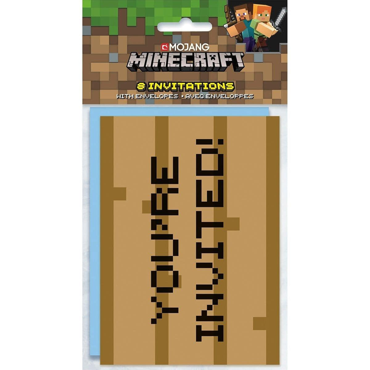 Buy Kids Birthday Minecraft invitations, 8 per package sold at Party Expert