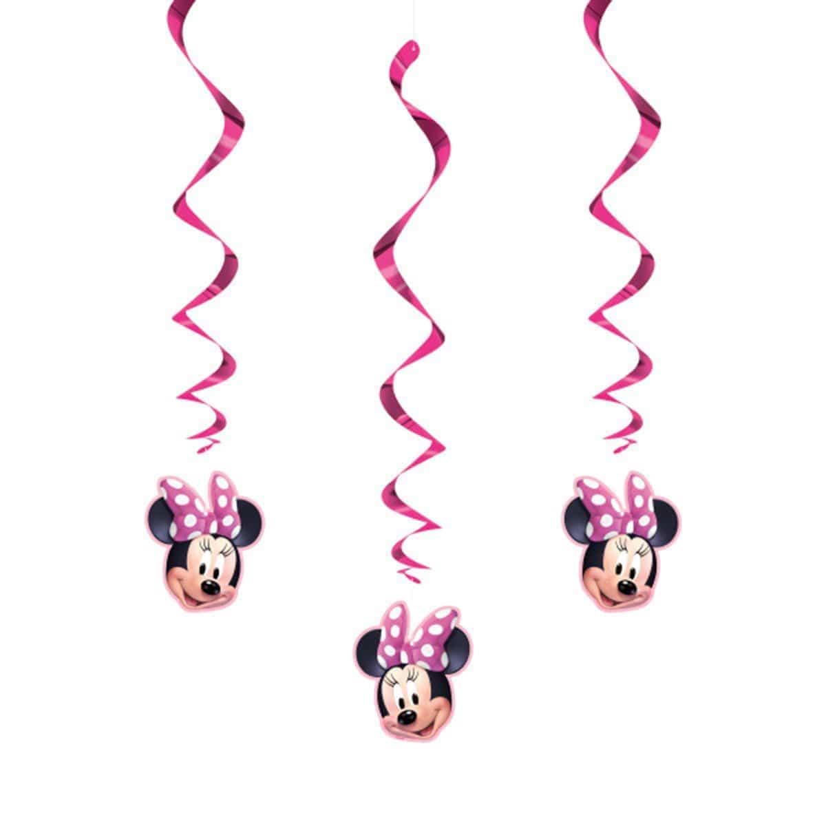 Buy Kids Birthday Minnie Mouse Forever swirl decorations, 3 per package sold at Party Expert
