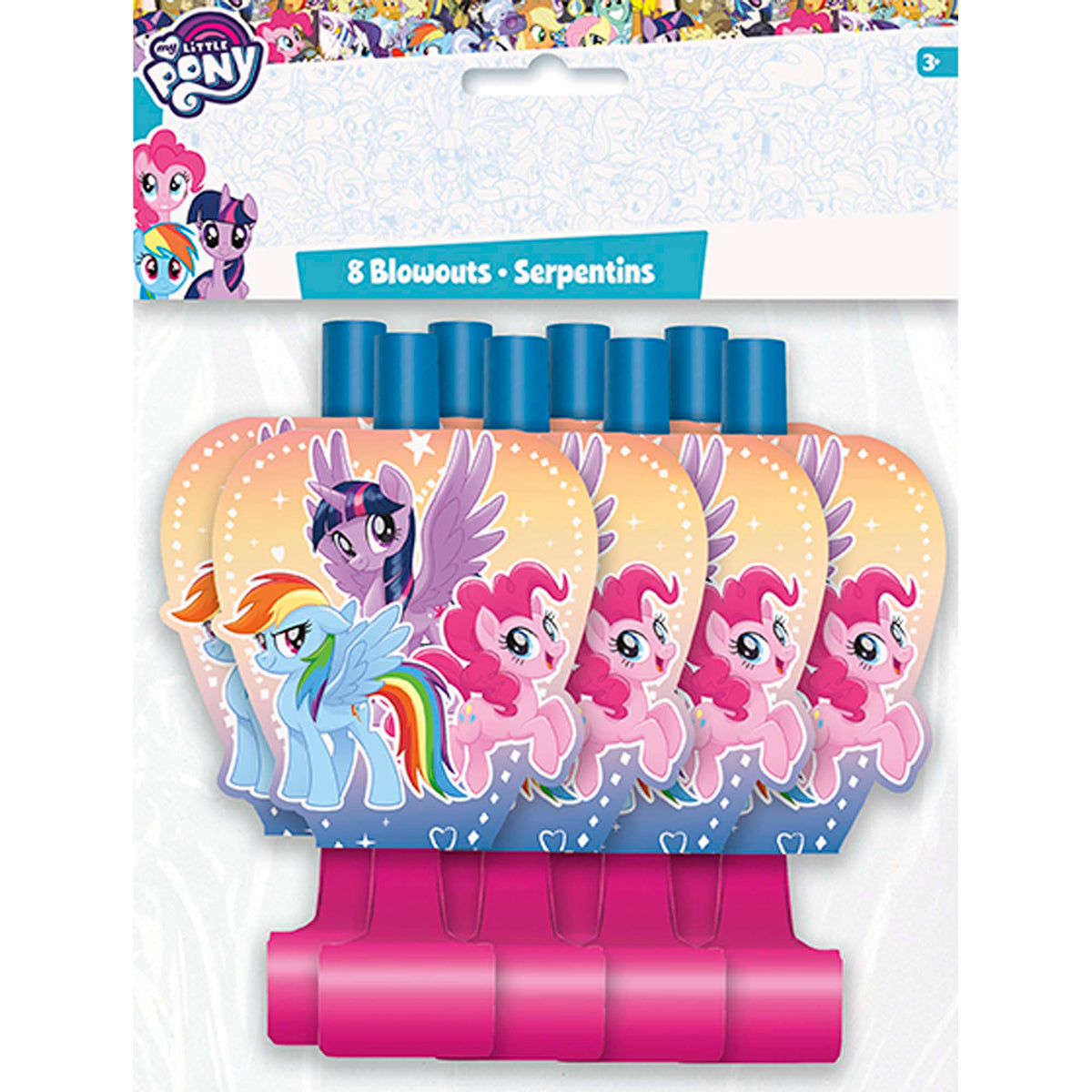 UNIQUE PARTY FAVORS Kids Birthday My Little Pony Birthday Blowouts, 8 Count