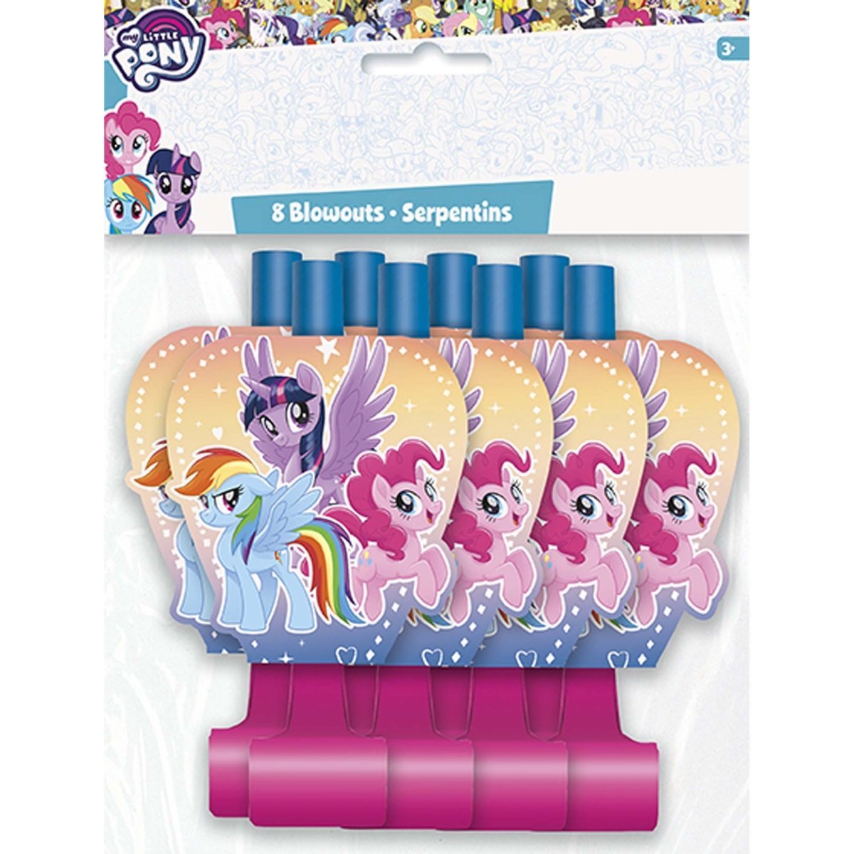 UNIQUE PARTY FAVORS Kids Birthday My Little Pony Birthday Blowouts, 8 Count