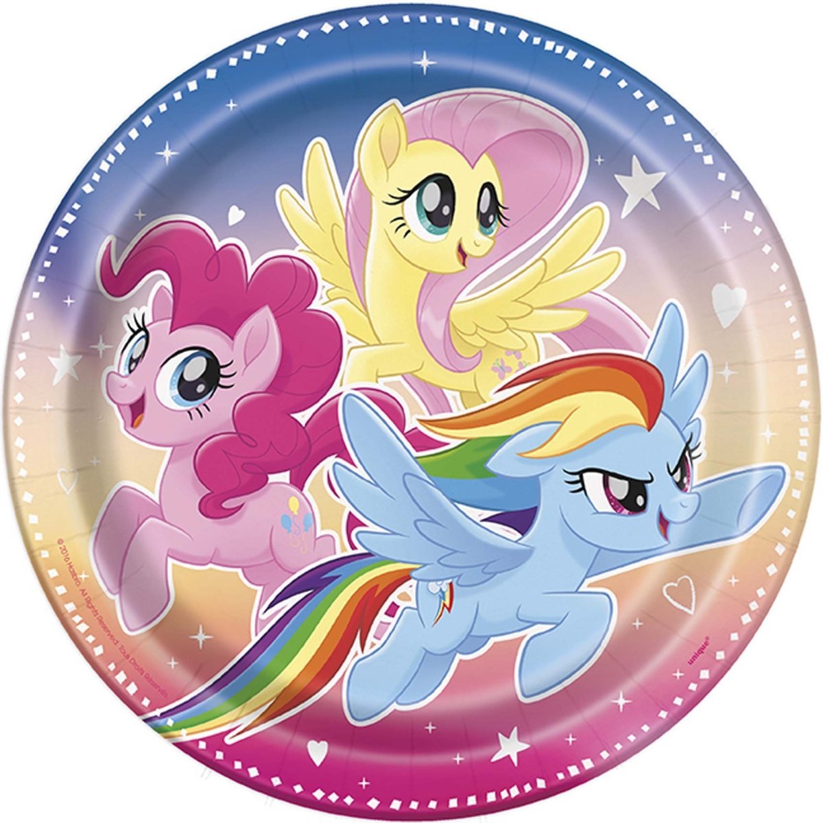 UNIQUE PARTY FAVORS Kids Birthday My Little Pony Birthday Large Round Lunch Paper Plates, 9 Inches, 8 Count