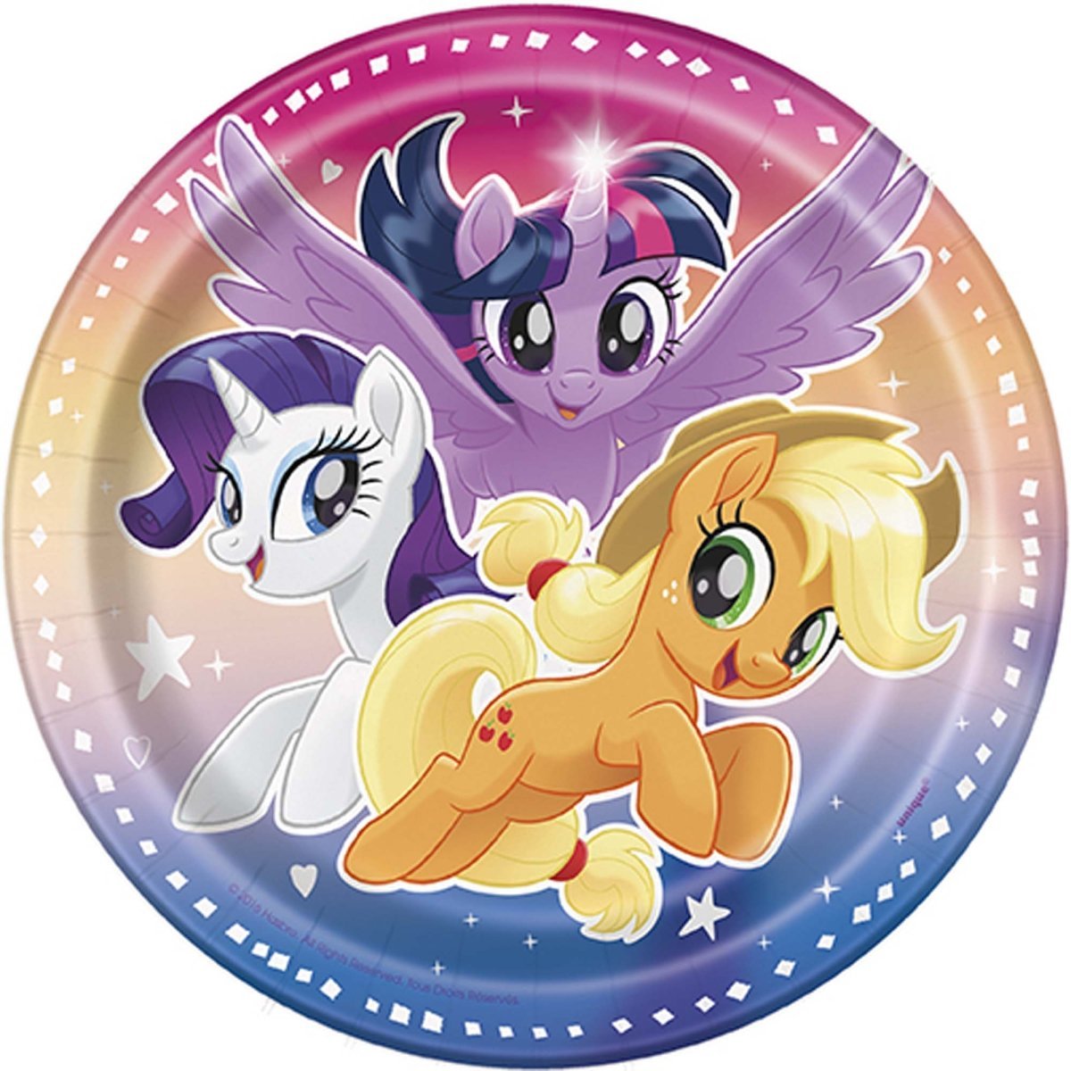 UNIQUE PARTY FAVORS Kids Birthday My Little Pony Birthday Small Round Dessert Paper Plates, 7 Inches, 8 Count