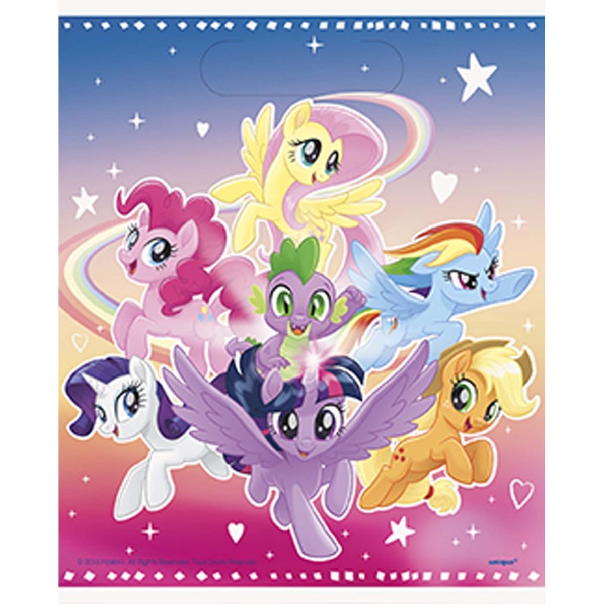 UNIQUE PARTY FAVORS Kids Birthday My Little Pony Printed Plastic Favour Bags, 8 Count