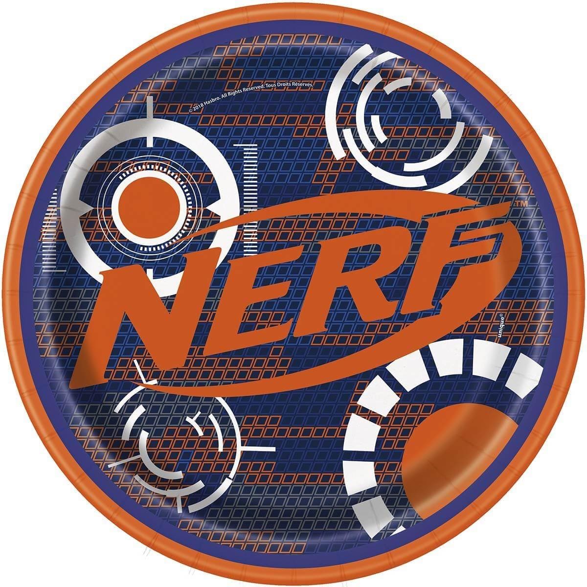 Buy Kids Birthday Nerf Dinner Plates 9 inches, 8 per package sold at Party Expert