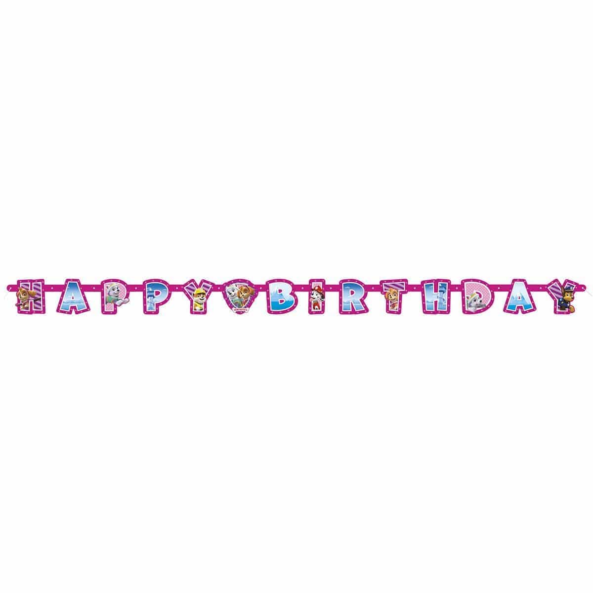 UNIQUE PARTY FAVORS Kids Birthday Paw Patrol Girl Happy Birthday Banner, 77 in