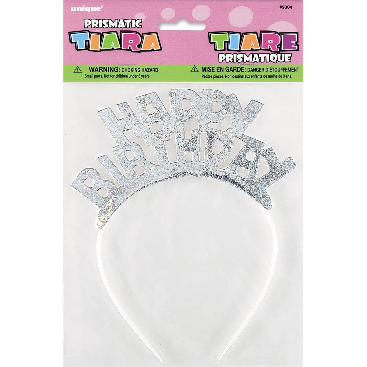 Buy Kids Birthday Silver prismatic Happy Birthday tiara sold at Party Expert