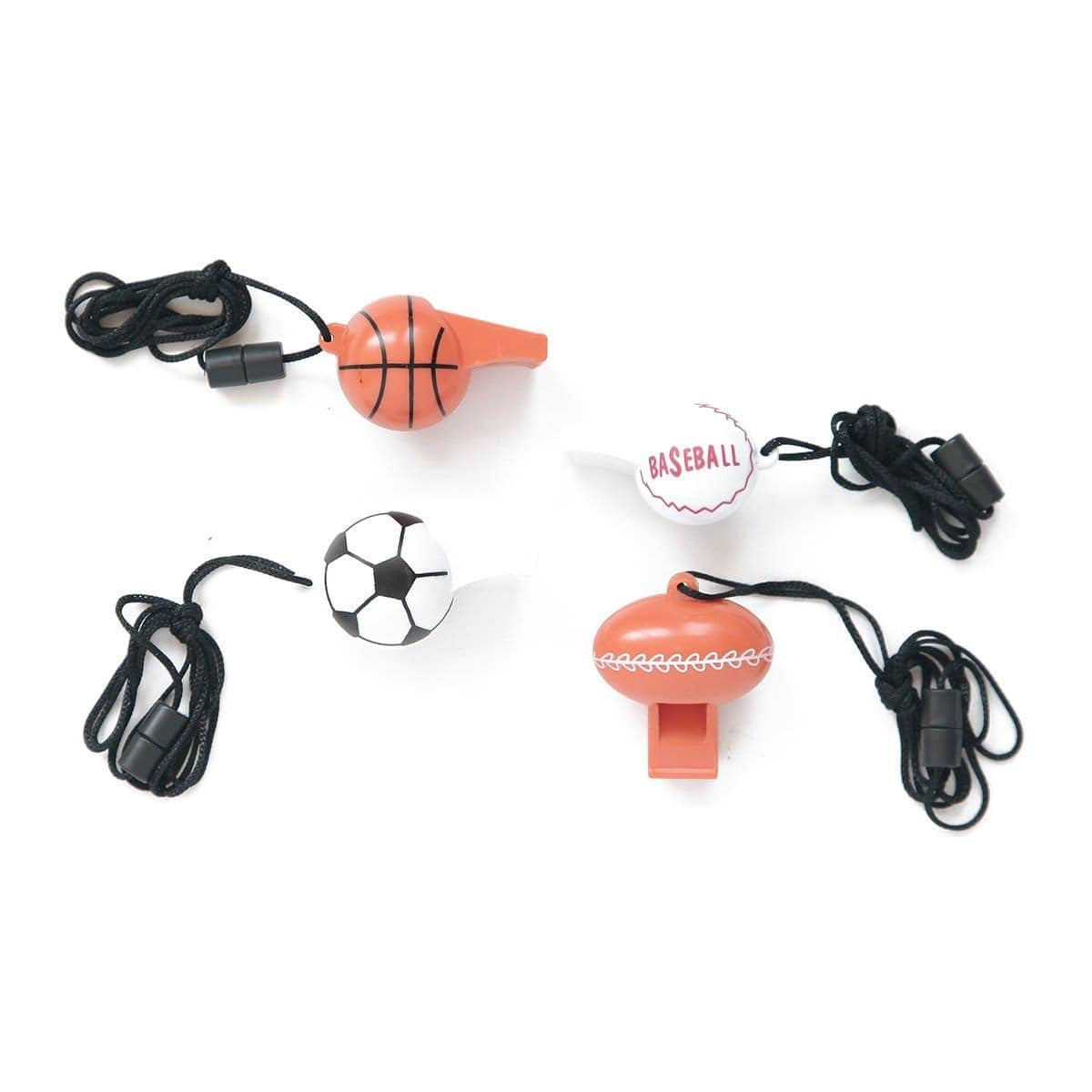 Buy Kids Birthday Sports ball whistles, 4 per package sold at Party Expert