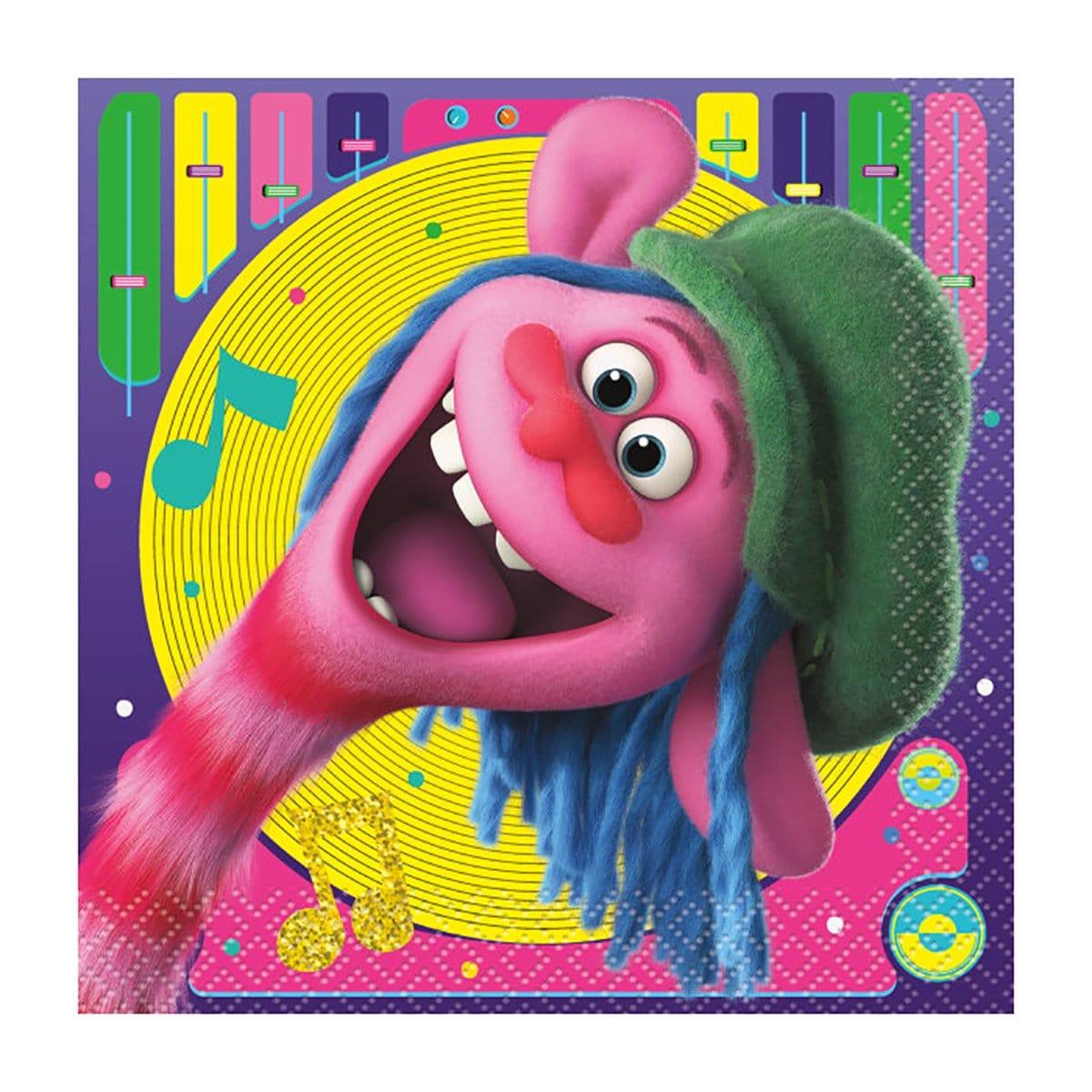 Buy Kids Birthday Trolls World Tour beverage napkins, 16 per package sold at Party Expert
