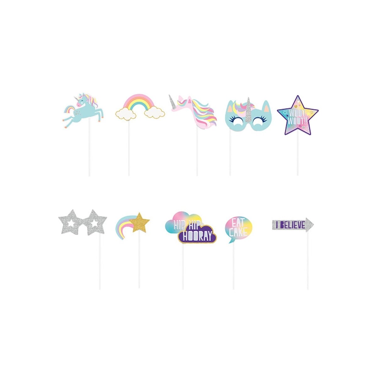 UNIQUE PARTY FAVORS Kids Birthday Unicorn Galaxy Birthday Photo Props, 10 Count