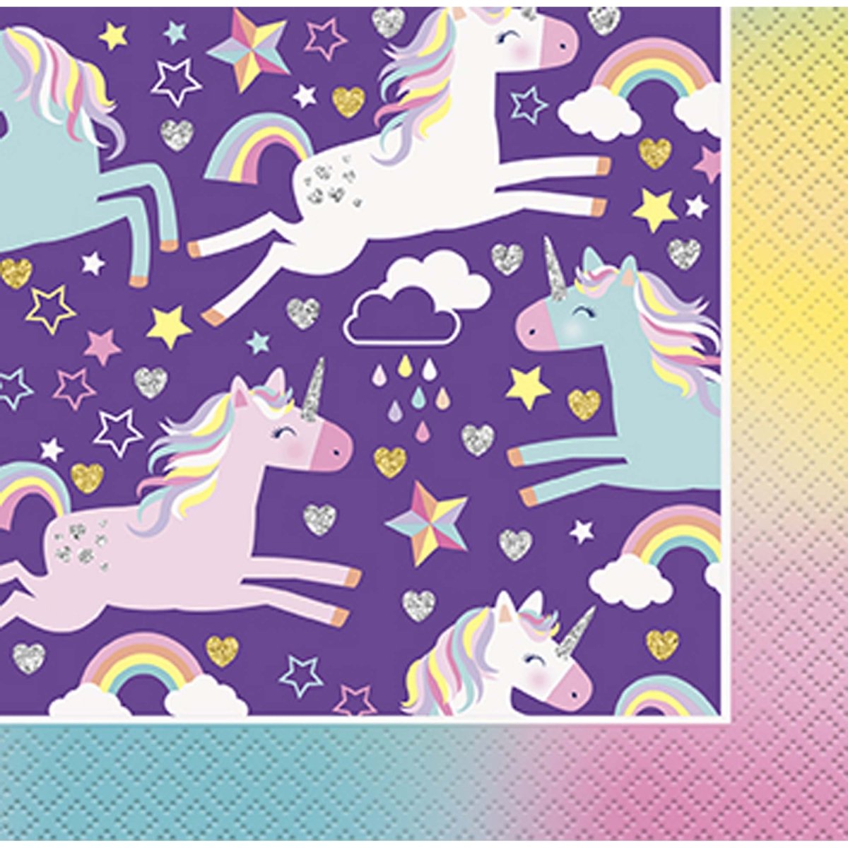 UNIQUE PARTY FAVORS Kids Birthday Unicorn Galaxy Birthday Small Beverage Napkins, 16 Count
