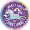 UNIQUE PARTY FAVORS Kids Birthday Unicorn Galaxy Birthday Small Round Dessert Paper Plates, 7 Inches, 8 Count