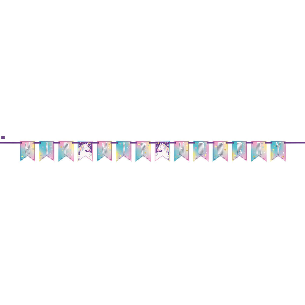 UNIQUE PARTY FAVORS Kids Birthday Unicorn Galaxy Pennant Banner, 84 Inches, 1 Count