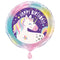 UNIQUE PARTY FAVORS Kids Birthday Unicorn Galaxy Round Foil Balloon, 18 Inches, 1 Count