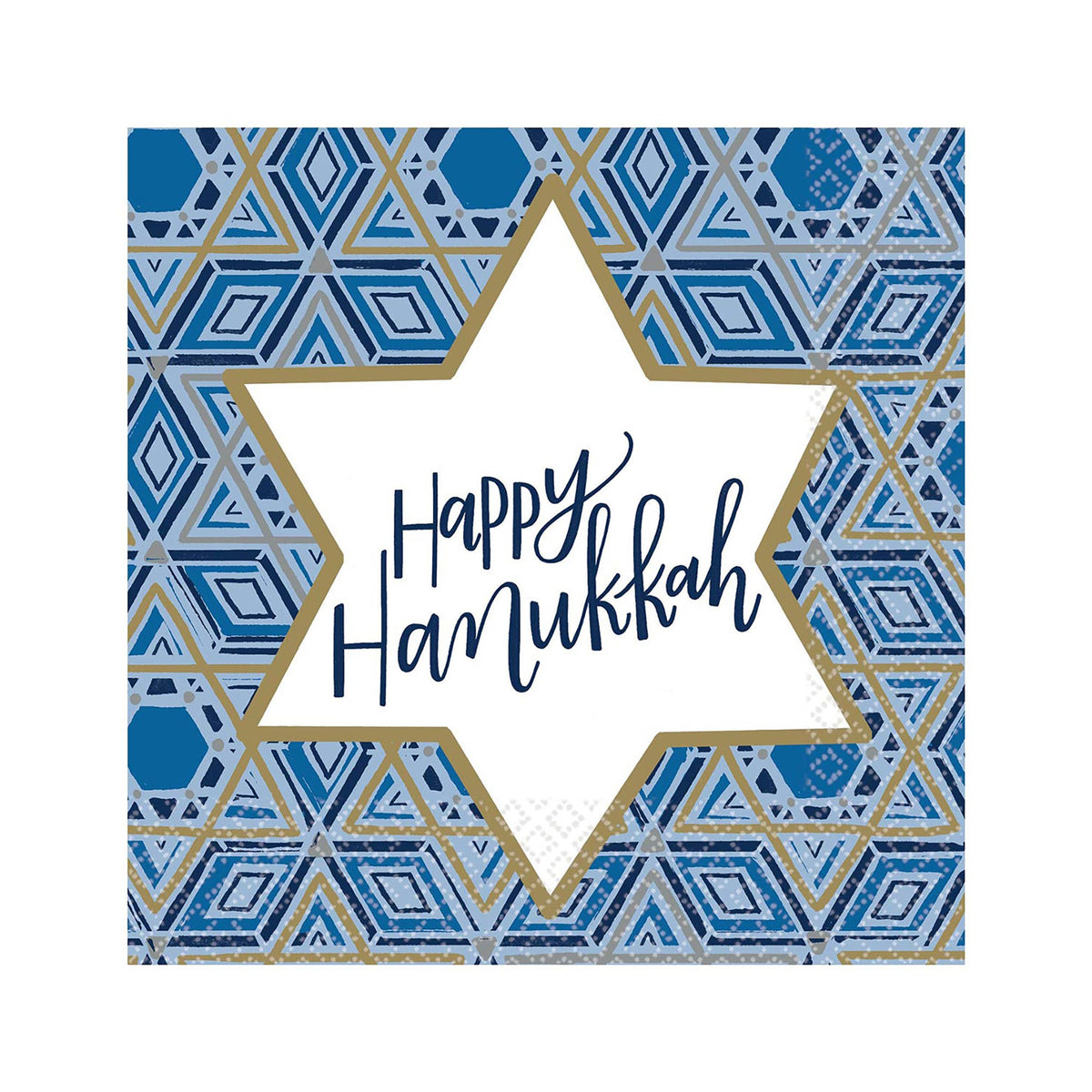 AMSCAN CA New Year Festival of Light Large "Happy Hanukkah" Lunch Napkins, 36 Count
