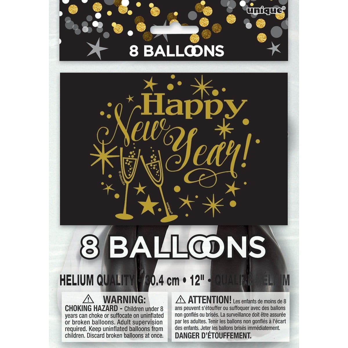 Buy New Year Glittering New Year - Latex Balloons 8/pkg sold at Party Expert