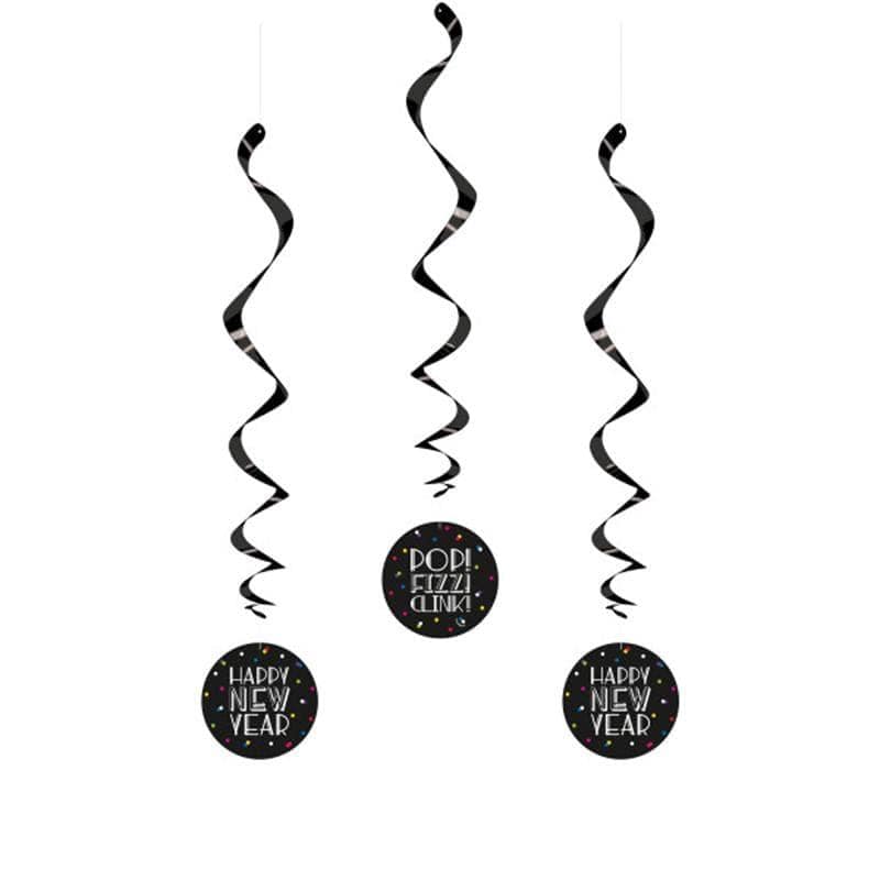 Buy New Year Neon Dots New Year's - Swirls 3/pkg sold at Party Expert