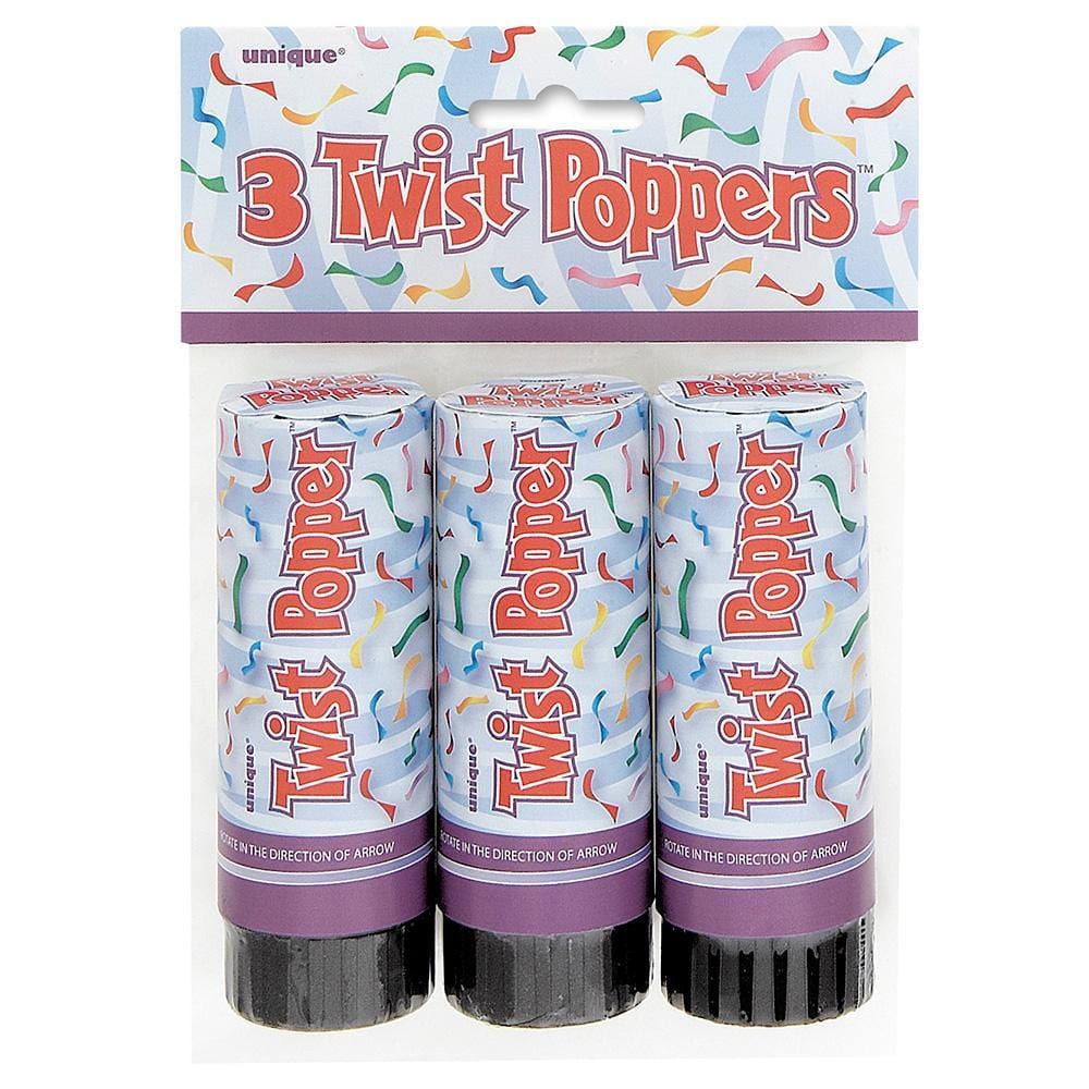 Buy Novelties Twist Poppers 4 In. 3/pkg. sold at Party Expert