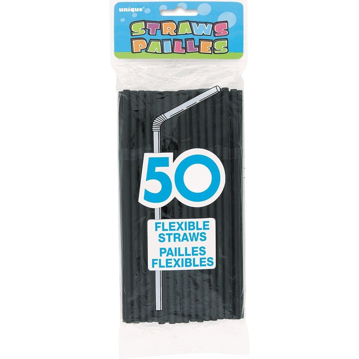 Buy Plasticware Black Flex Straws 50 Pkg. sold at Party Expert