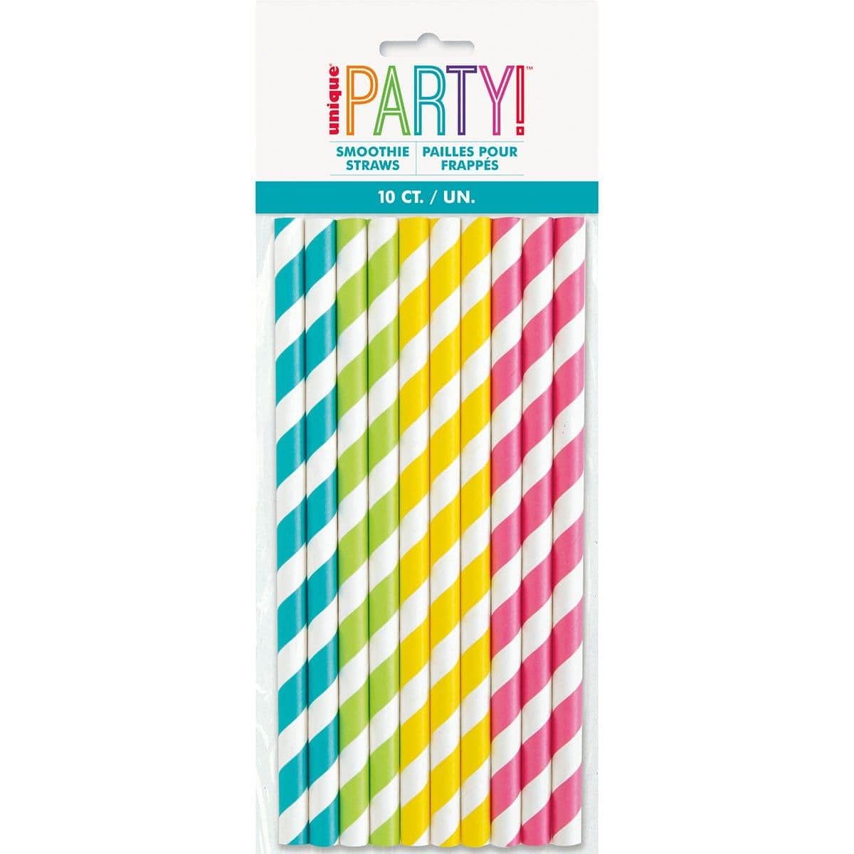 Buy Plasticware Paper Smoothie Straw With Stripes 10/pkg - Assorted sold at Party Expert