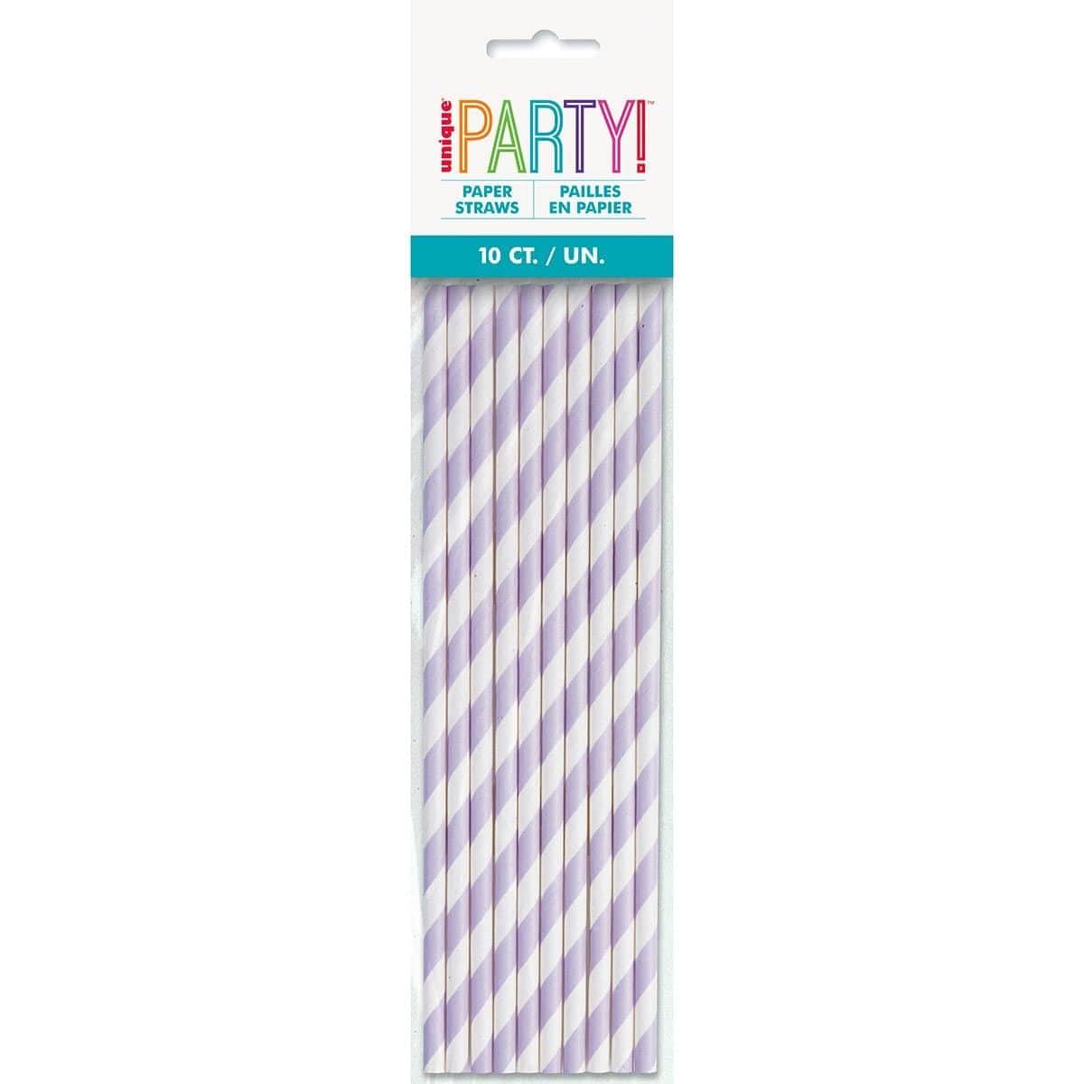 Buy Plasticware Paper Straw With Silver Stripe, 10 Count sold at Party Expert