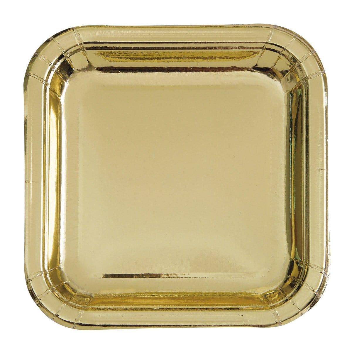 Buy Plasticware Square Plates 7 In. 8/pkg.- Gold sold at Party Expert
