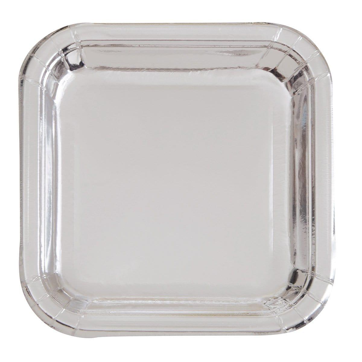 Buy Plasticware Square Plates 7 In. 8/pkg.- Silver sold at Party Expert