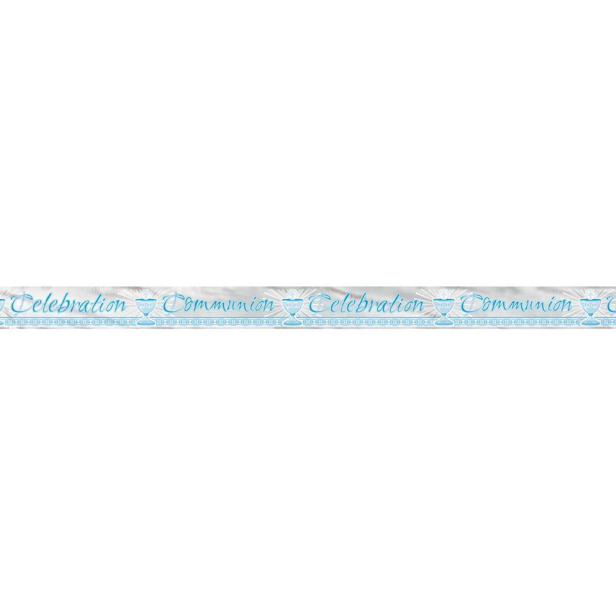 Buy Religious Blue Radiant Cross - Communion Foil Banner 12 Ft sold at Party Expert
