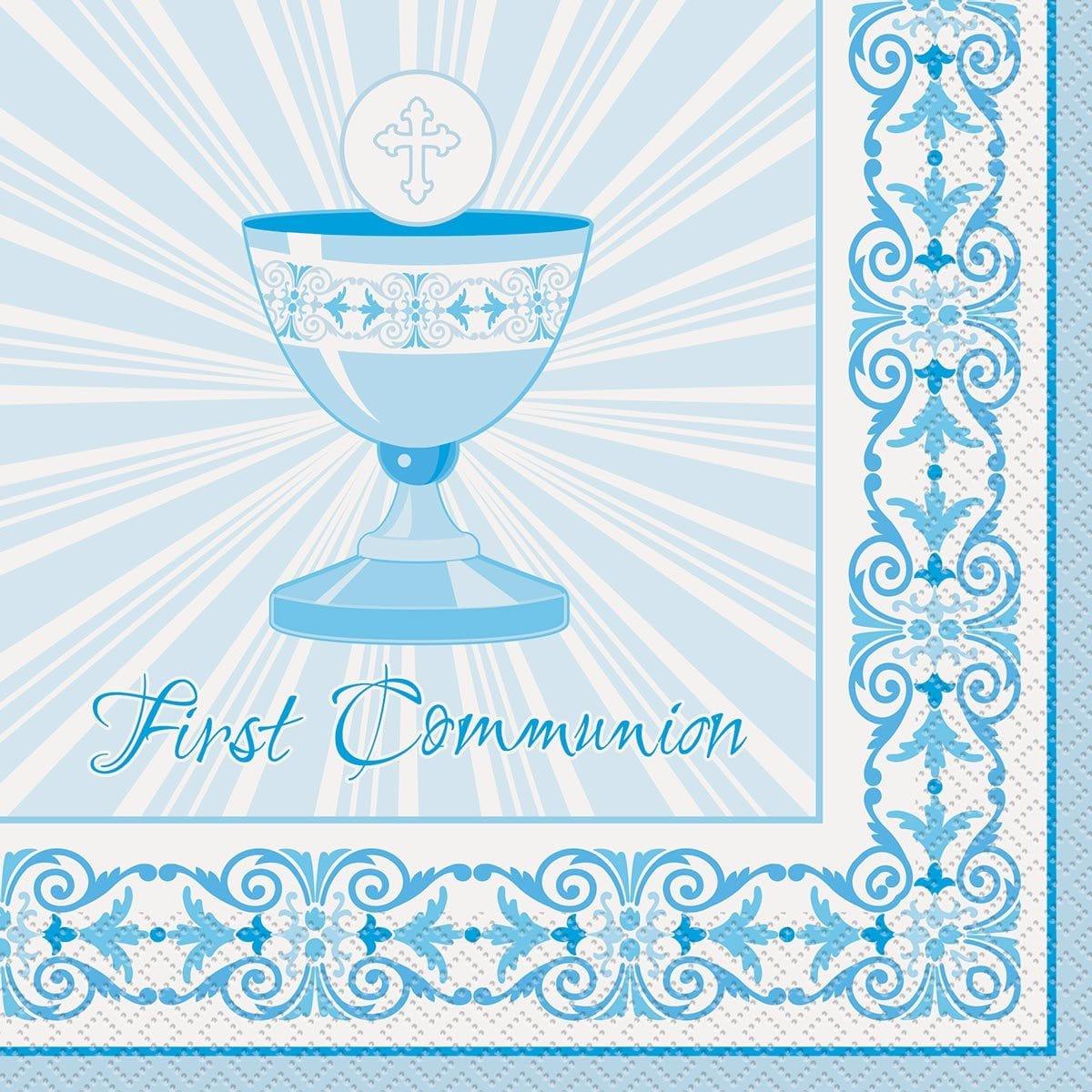 Buy Religious Lunch Napkins 1st Communion - Blue 16/pkg. sold at Party Expert