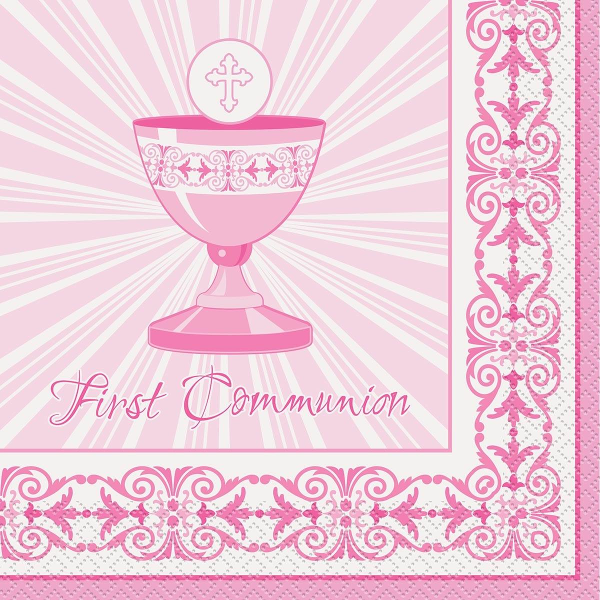 Buy Religious Lunch Napkins 1st Communion - Pink 16/pkg. sold at Party Expert