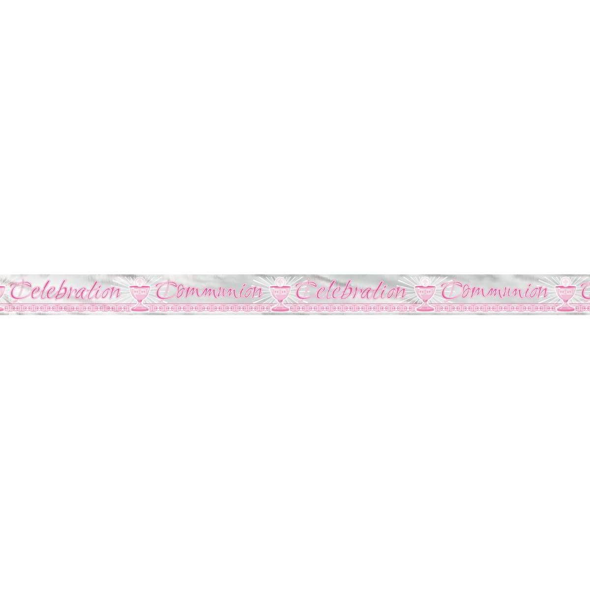 Buy Religious Pink Radiant Cross - Communion Foil Banner 12 Ft sold at Party Expert